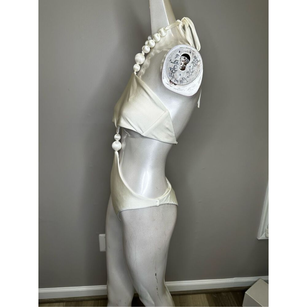 NWOT Cult Gaia Caitriona Beaded One Piece Swimsuit White Size Small $358 - Picture 5 of 9